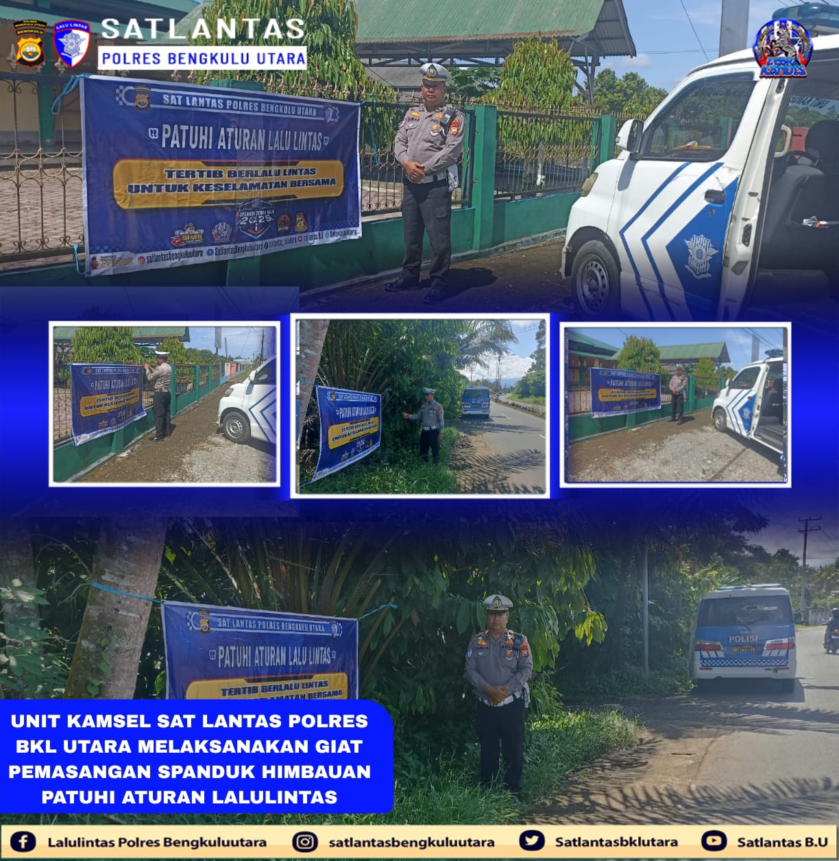 Langkah Nyata Polri Bagi Masyarakat, Satlantas Polres BU Pasang Spanduk Himbauan Aturan Lalu Lintas