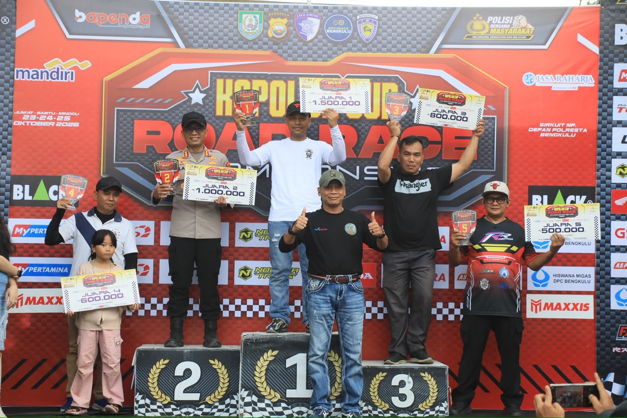 Wakapolda Bengkulu Closing Ceremony dan Apresiasi Para Juara Kapolda Cup 2026, Rangkul Anak Muda Salurkan Hobi di Jalur Positif